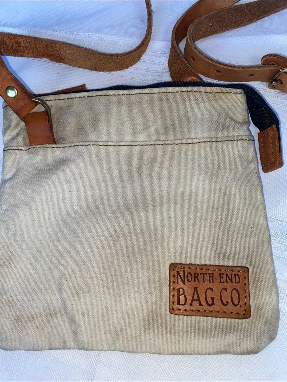 Beige Canvas Messenger Crossbody